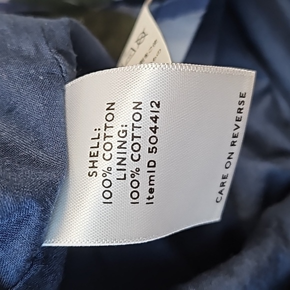 NWT LL Bean Signature 100% Cotton Poplin Blue Tropical Print V Neck Dress - Picture 12 of 16